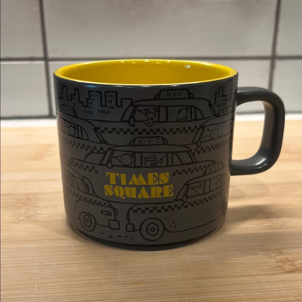 Gray & Yellow Times Square Ceramic Coffee Mug - Unbranded